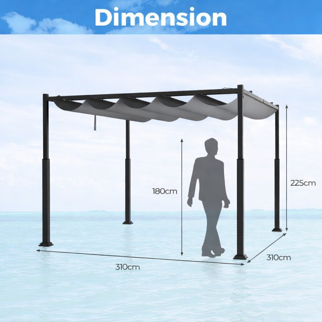 Pergola rétractable 3,10 × 3,10 m