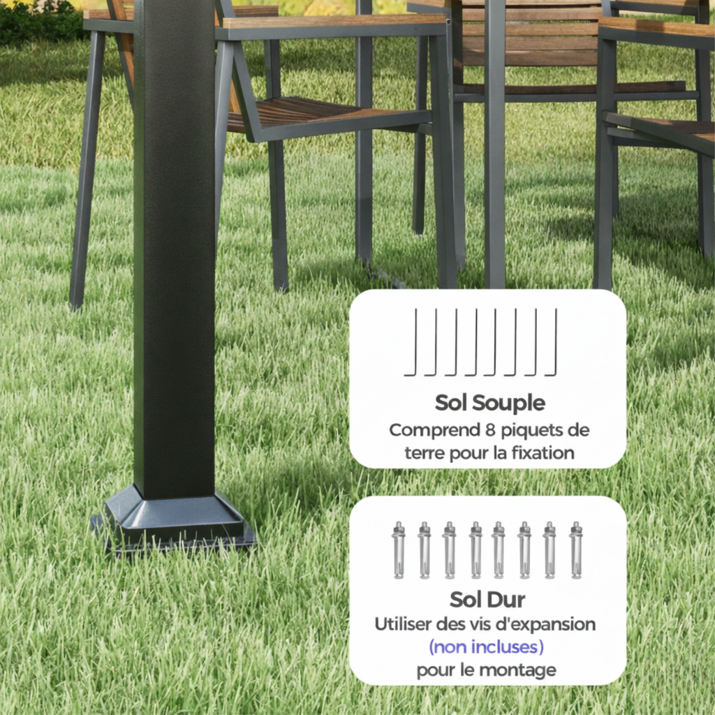 Pergola rétractable 3,10 × 3,10 m